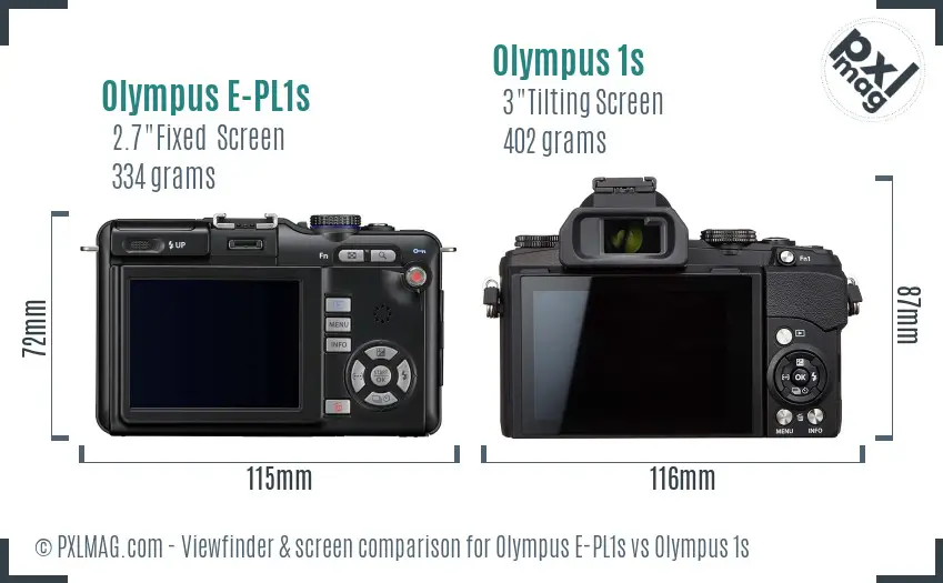 Olympus E-PL1s vs Olympus 1s Screen and Viewfinder comparison