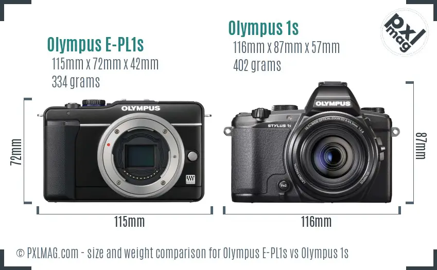 Olympus E-PL1s vs Olympus 1s size comparison