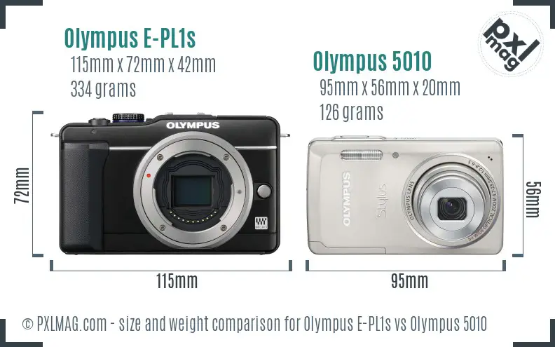 Olympus E-PL1s vs Olympus 5010 size comparison