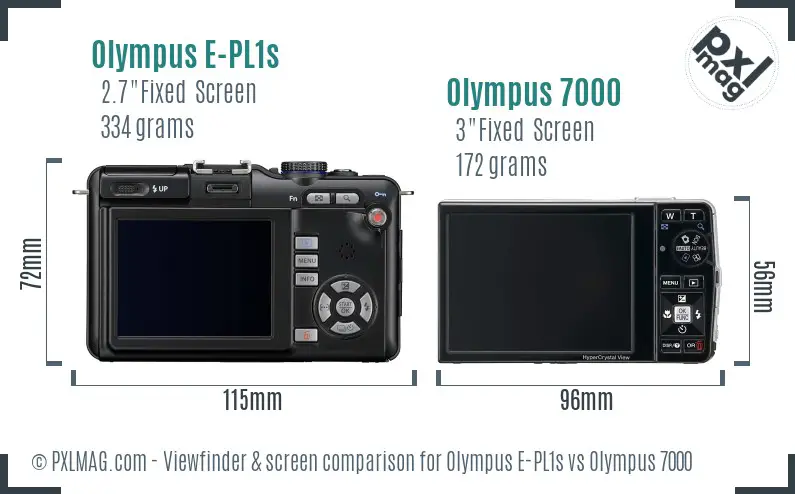 Olympus E-PL1s vs Olympus 7000 Screen and Viewfinder comparison
