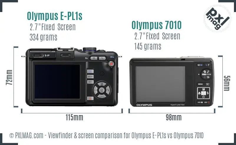 Olympus E-PL1s vs Olympus 7010 Screen and Viewfinder comparison