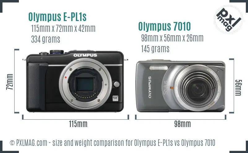 Olympus E-PL1s vs Olympus 7010 size comparison
