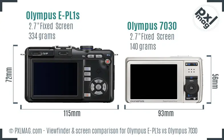 Olympus E-PL1s vs Olympus 7030 Screen and Viewfinder comparison
