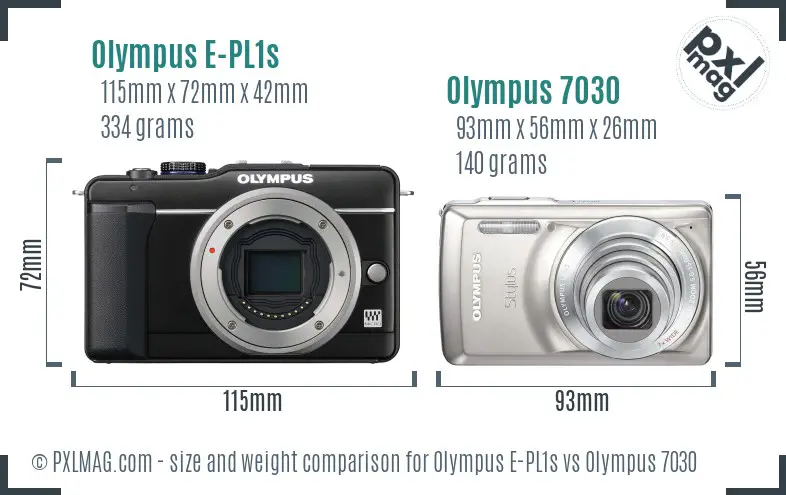 Olympus E-PL1s vs Olympus 7030 size comparison