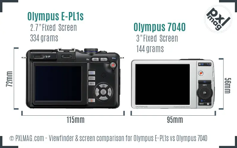 Olympus E-PL1s vs Olympus 7040 Screen and Viewfinder comparison