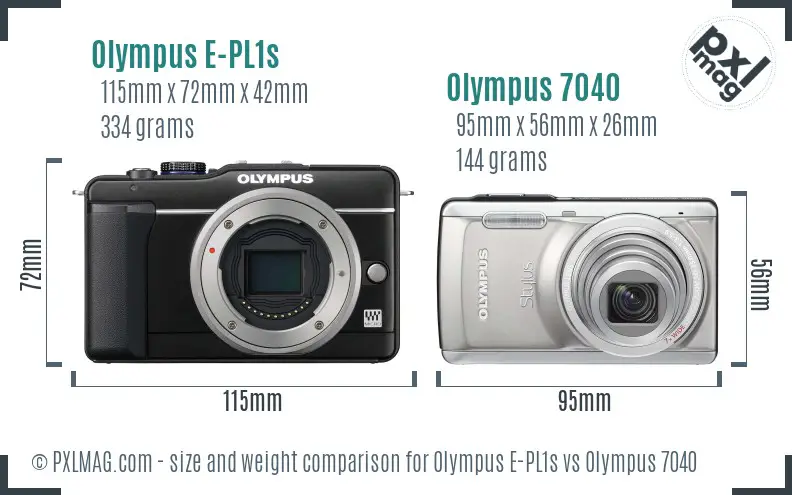 Olympus E-PL1s vs Olympus 7040 size comparison