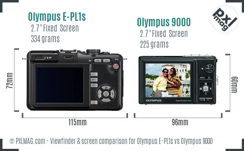 Olympus E-PL1s vs Olympus 9000 Screen and Viewfinder comparison
