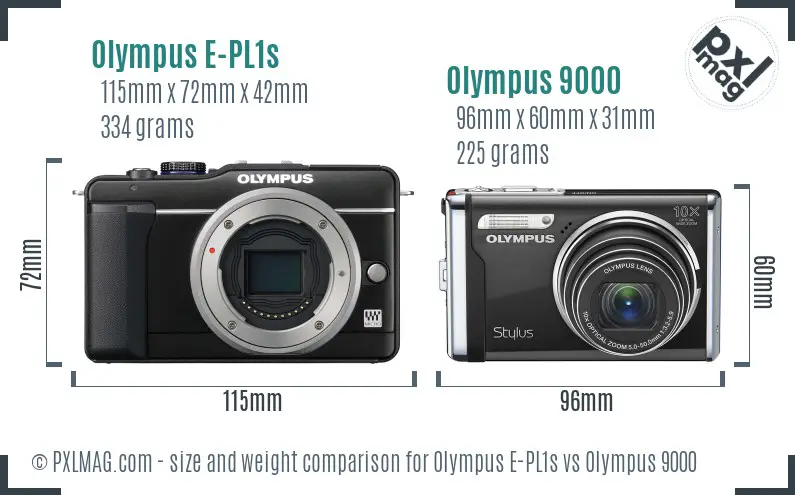 Olympus E-PL1s vs Olympus 9000 size comparison