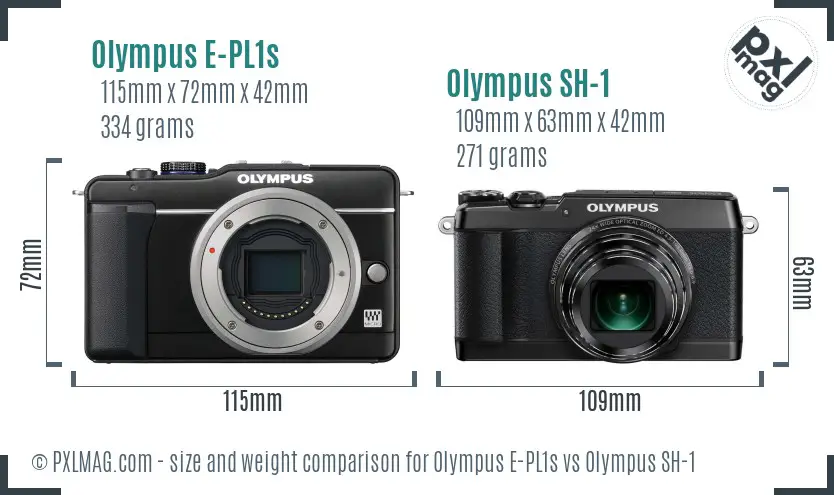 Olympus E-PL1s vs Olympus SH-1 size comparison