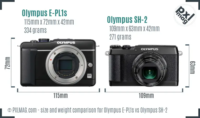 Olympus E-PL1s vs Olympus SH-2 size comparison
