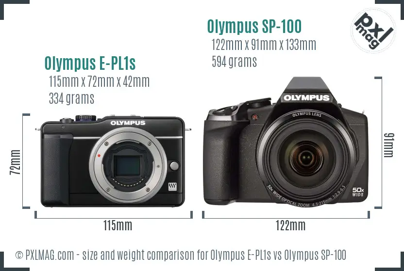Olympus E-PL1s vs Olympus SP-100 size comparison