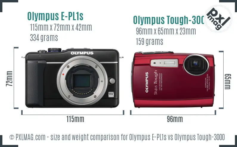 Olympus E-PL1s vs Olympus Tough-3000 size comparison