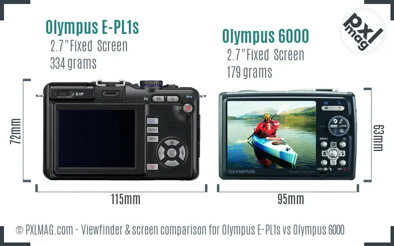 Olympus E-PL1s vs Olympus 6000 Screen and Viewfinder comparison