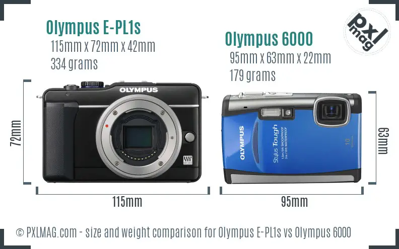 Olympus E-PL1s vs Olympus 6000 size comparison