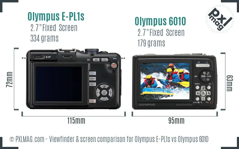 Olympus E-PL1s vs Olympus 6010 Screen and Viewfinder comparison