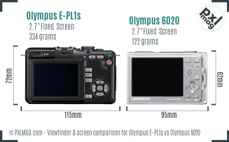 Olympus E-PL1s vs Olympus 6020 Screen and Viewfinder comparison