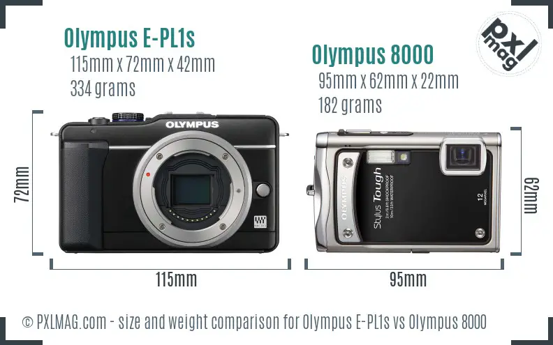 Olympus E-PL1s vs Olympus 8000 size comparison