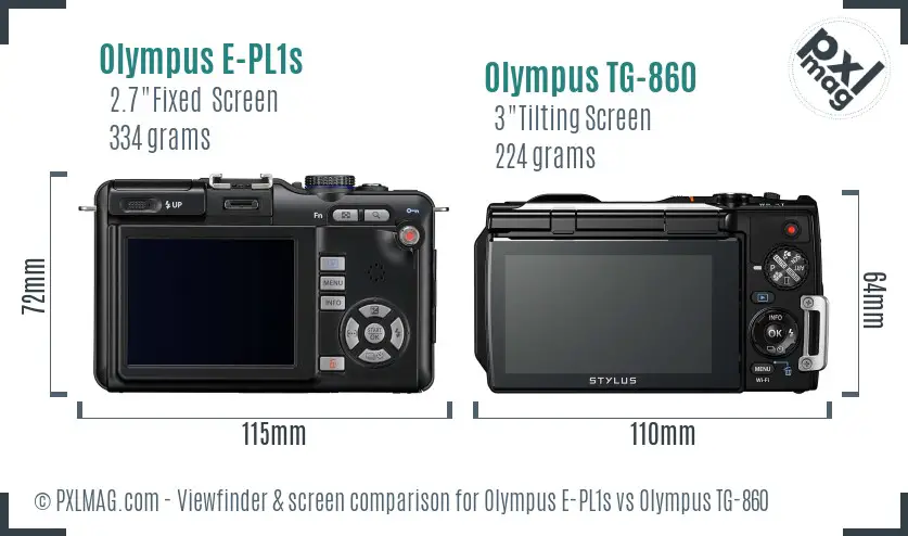 Olympus E-PL1s vs Olympus TG-860 Screen and Viewfinder comparison