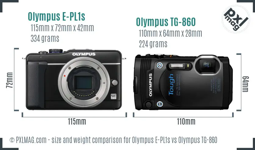 Olympus E-PL1s vs Olympus TG-860 size comparison