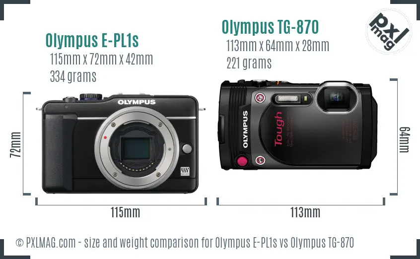 Olympus E-PL1s vs Olympus TG-870 size comparison