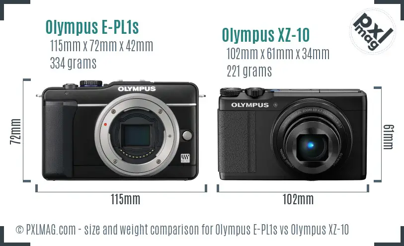 Olympus E-PL1s vs Olympus XZ-10 size comparison