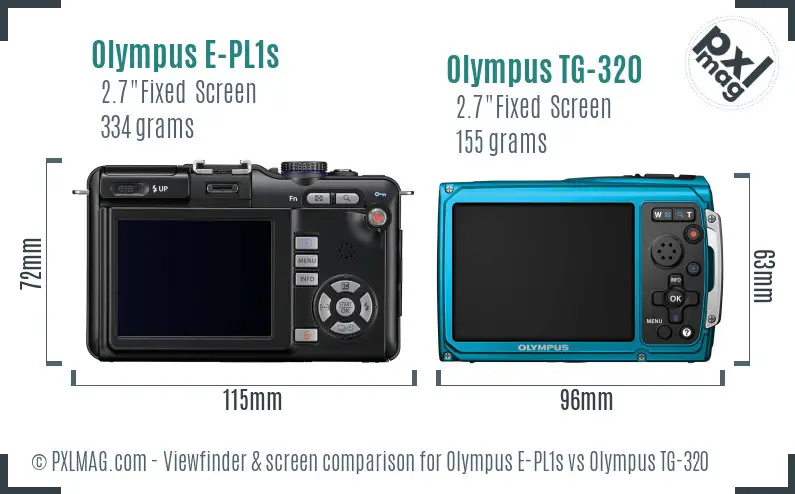Olympus E-PL1s vs Olympus TG-320 Screen and Viewfinder comparison