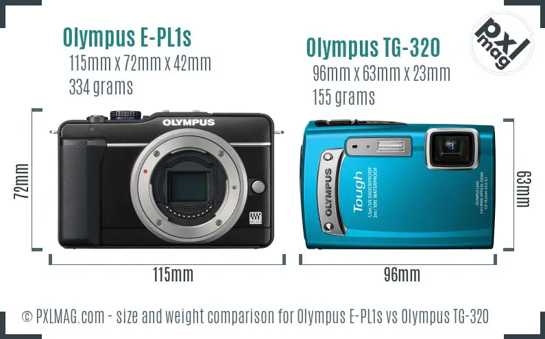 Olympus E-PL1s vs Olympus TG-320 size comparison