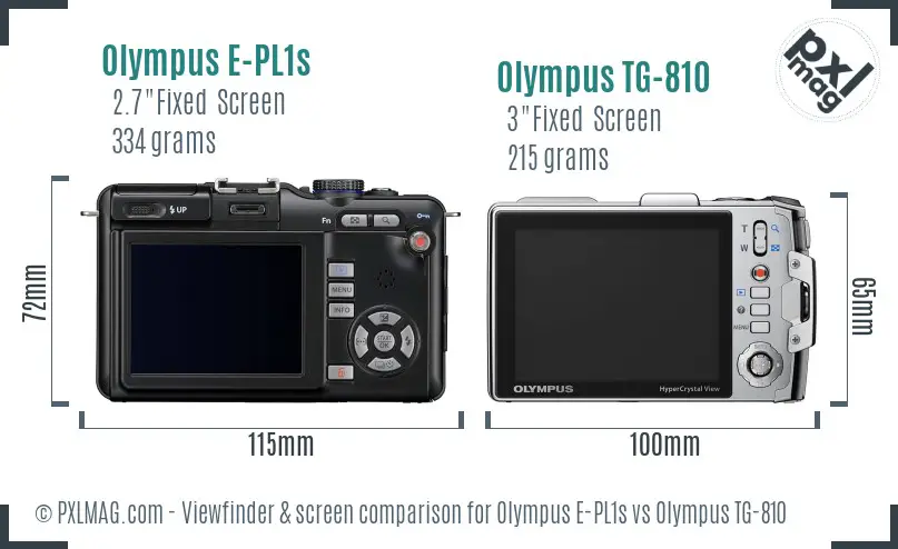 Olympus E-PL1s vs Olympus TG-810 Screen and Viewfinder comparison