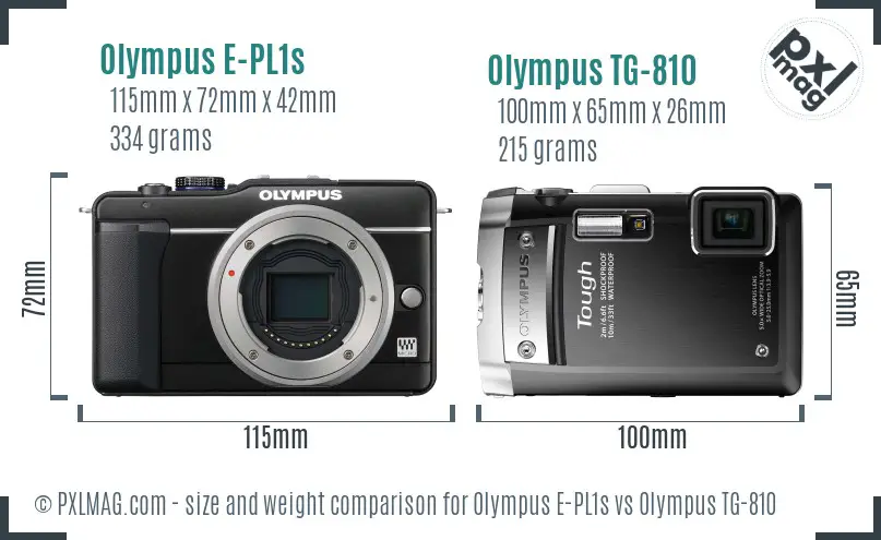Olympus E-PL1s vs Olympus TG-810 size comparison