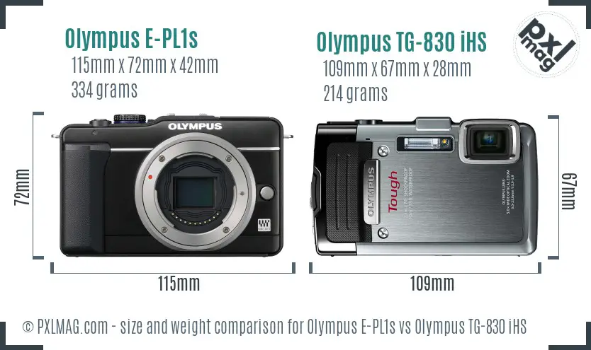 Olympus E-PL1s vs Olympus TG-830 iHS size comparison