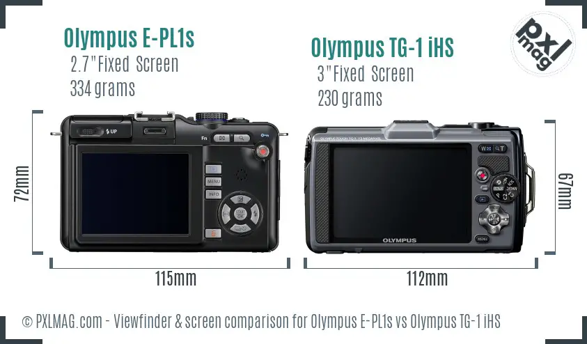 Olympus E-PL1s vs Olympus TG-1 iHS Screen and Viewfinder comparison