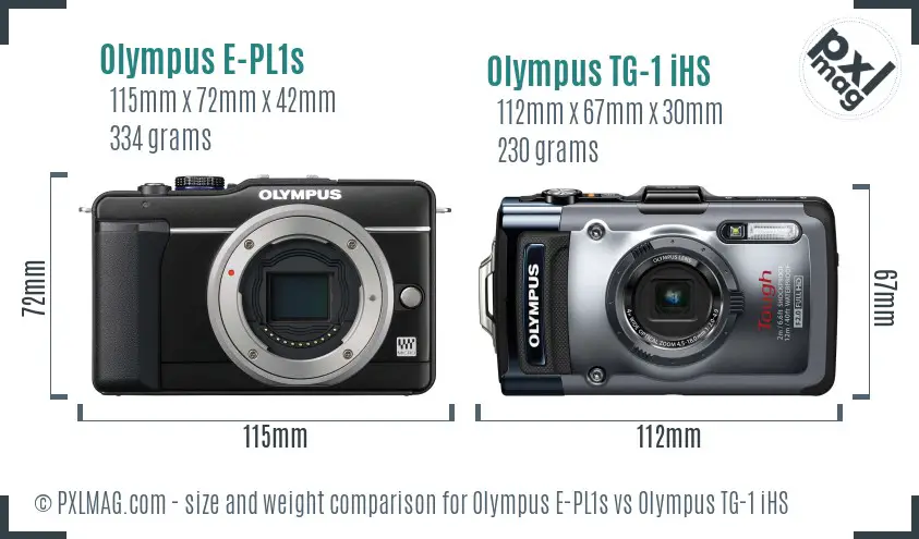 Olympus E-PL1s vs Olympus TG-1 iHS size comparison