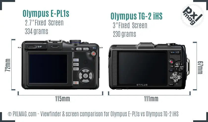 Olympus E-PL1s vs Olympus TG-2 iHS Screen and Viewfinder comparison