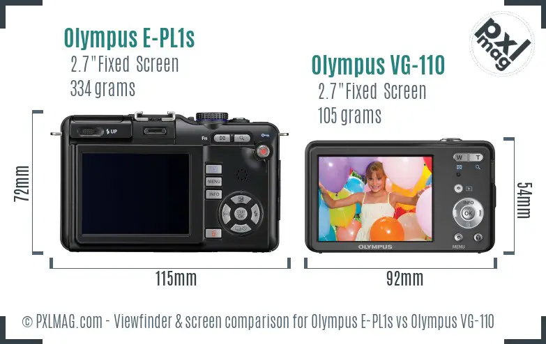 Olympus E-PL1s vs Olympus VG-110 Screen and Viewfinder comparison
