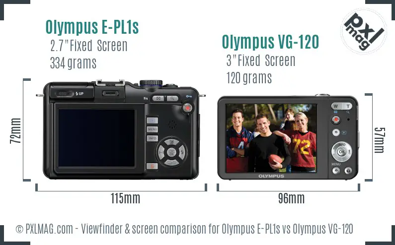 Olympus E-PL1s vs Olympus VG-120 Screen and Viewfinder comparison