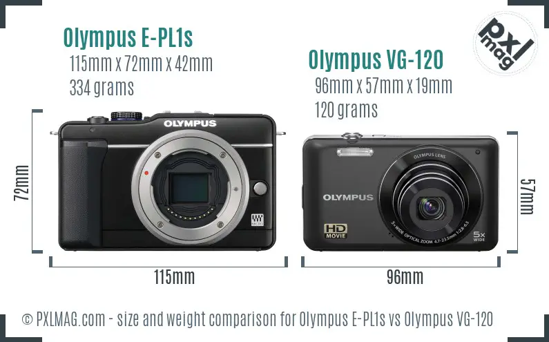 Olympus E-PL1s vs Olympus VG-120 size comparison