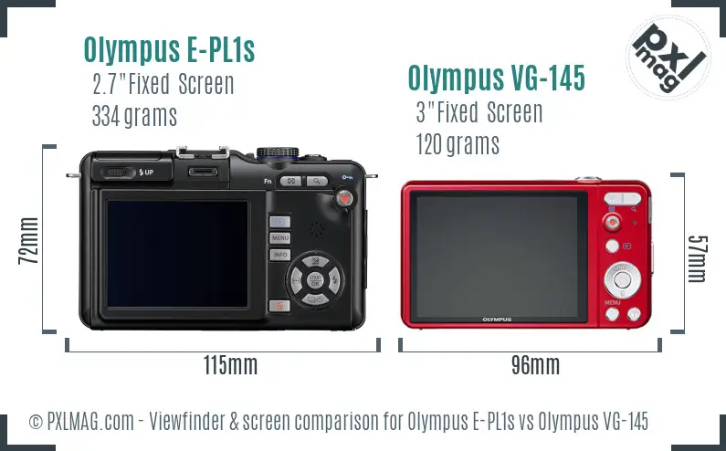 Olympus E-PL1s vs Olympus VG-145 Screen and Viewfinder comparison
