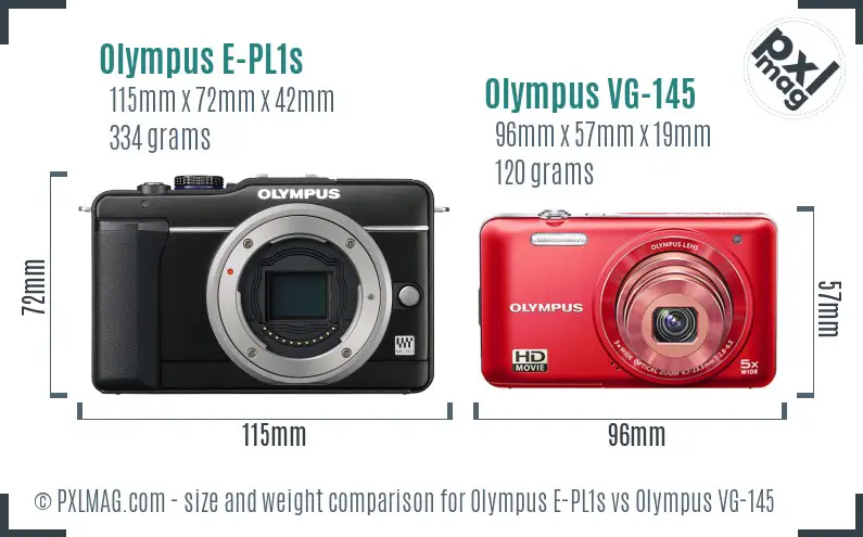 Olympus E-PL1s vs Olympus VG-145 size comparison