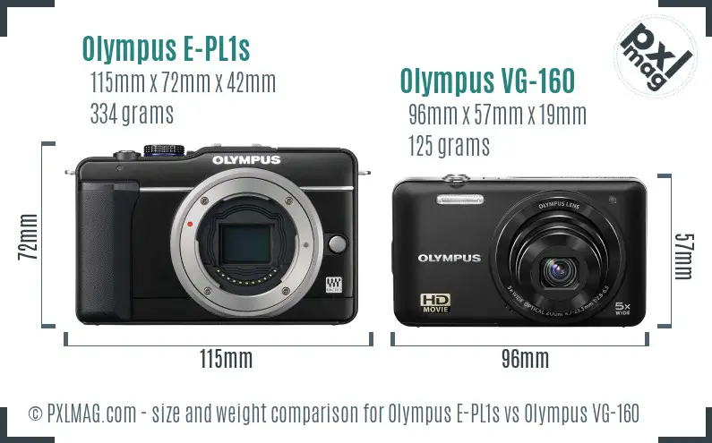 Olympus E-PL1s vs Olympus VG-160 size comparison