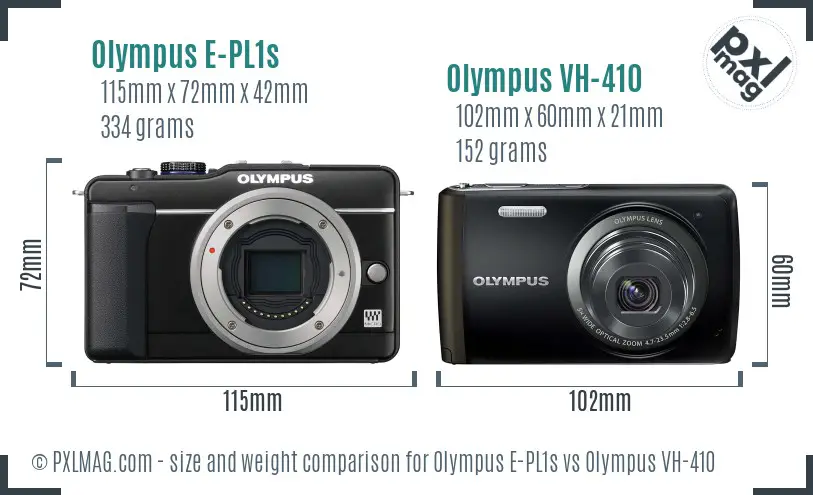 Olympus E-PL1s vs Olympus VH-410 size comparison