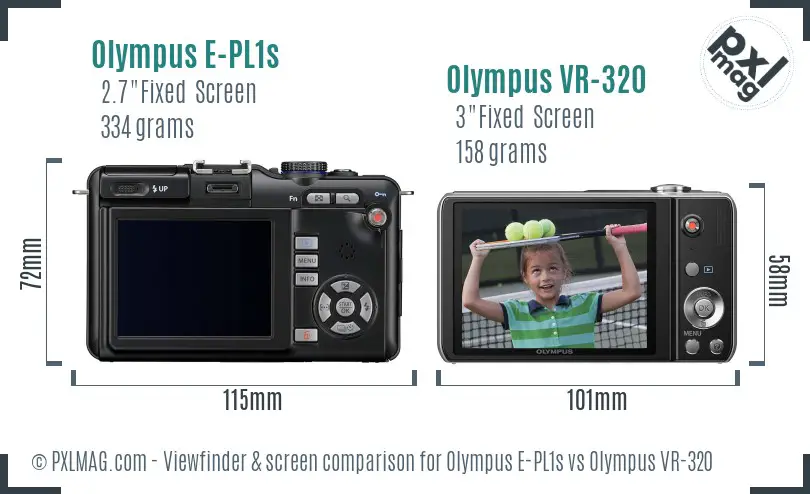 Olympus E-PL1s vs Olympus VR-320 Screen and Viewfinder comparison