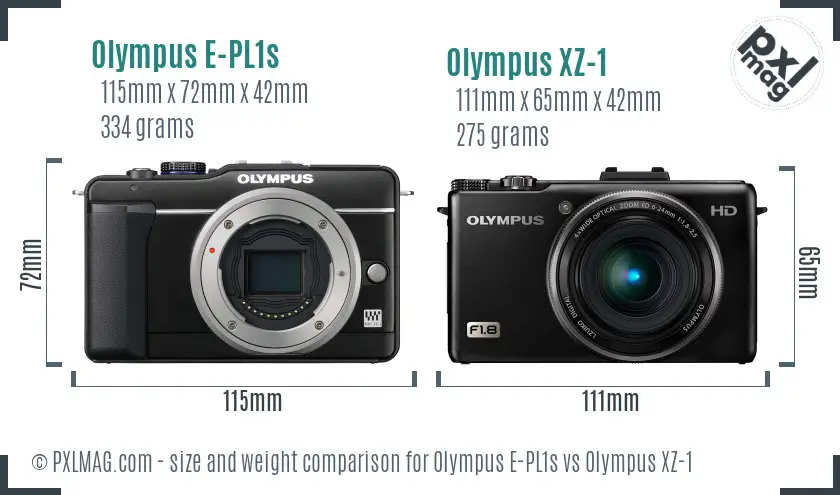 Olympus E-PL1s vs Olympus XZ-1 size comparison