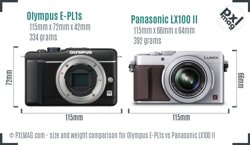 Olympus E-PL1s vs Panasonic LX100 II size comparison