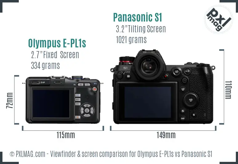 Olympus E-PL1s vs Panasonic S1 Screen and Viewfinder comparison