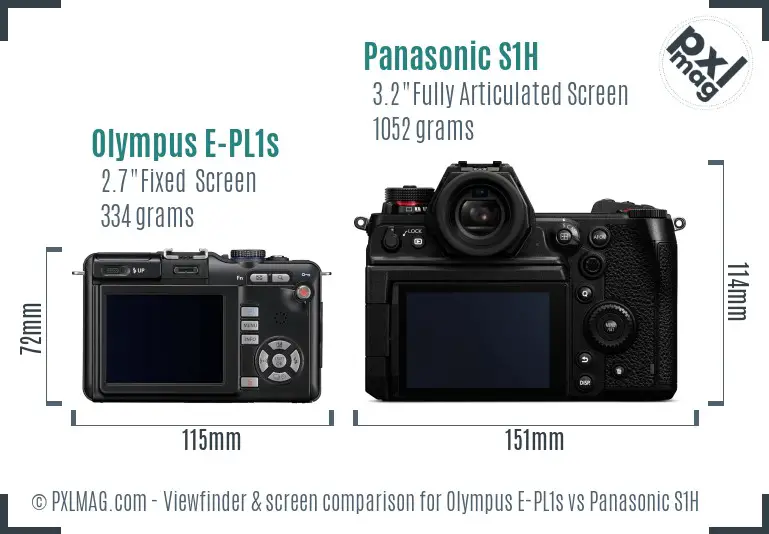 Olympus E-PL1s vs Panasonic S1H Screen and Viewfinder comparison
