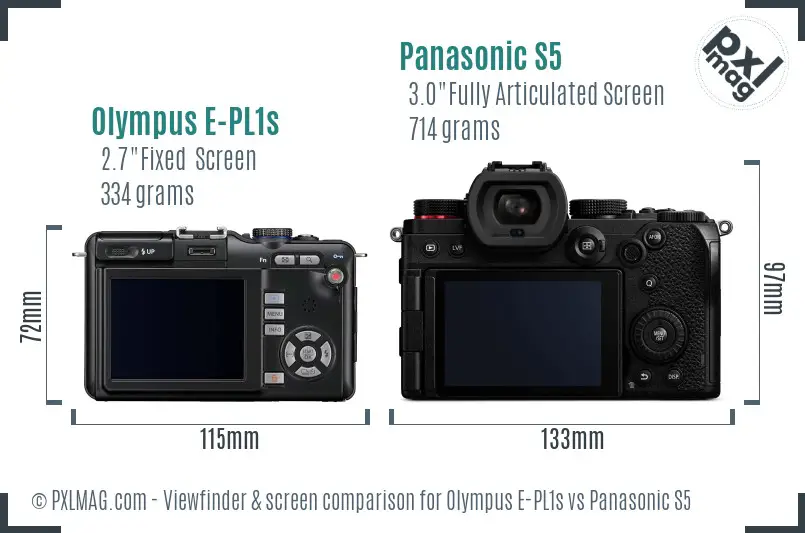 Olympus E-PL1s vs Panasonic S5 Screen and Viewfinder comparison