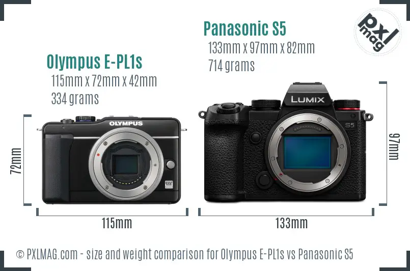 Olympus E-PL1s vs Panasonic S5 size comparison