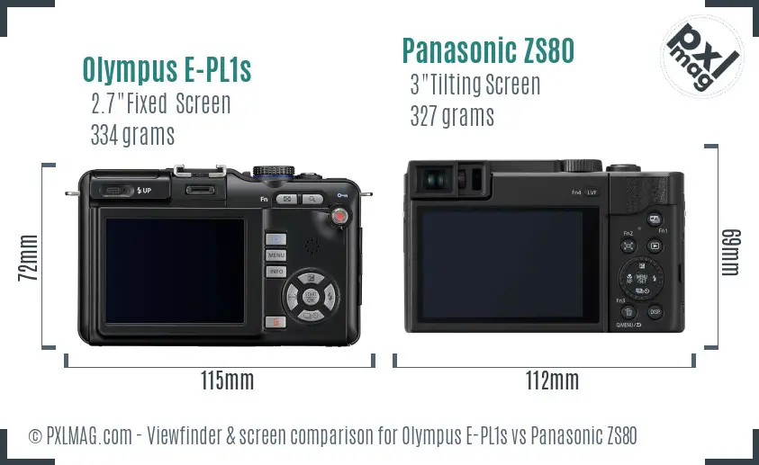 Olympus E-PL1s vs Panasonic ZS80 Screen and Viewfinder comparison
