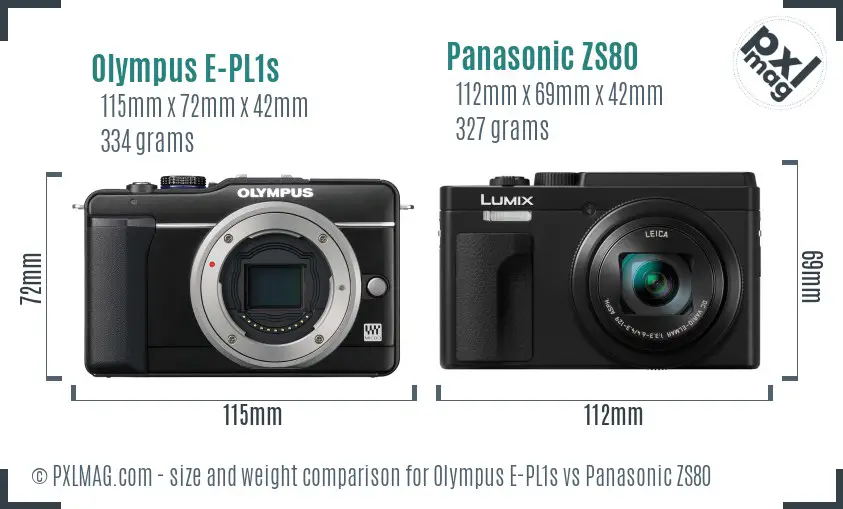 Olympus E-PL1s vs Panasonic ZS80 size comparison