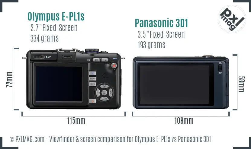 Olympus E-PL1s vs Panasonic 3D1 Screen and Viewfinder comparison
